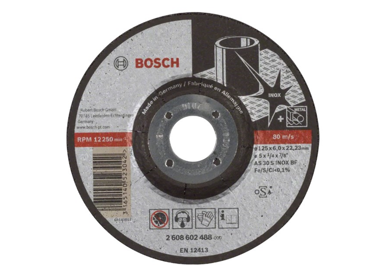 Tarcza ścierna Inox AS 30 S INOX BF, 125 mm, 22,23 mm, 6,0 mm Bosch 2608602488