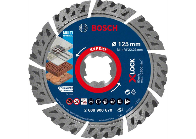 Diamentowa tarcza tnąca 125x22,23x2,4x12mm Bosch EXPERT MultiMaterial X-LOCK