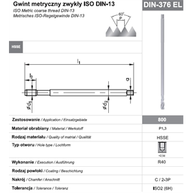 Gwintownik maszynowy wysokowydajny długi Fanar 45627