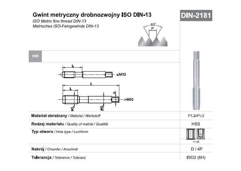 Gwintownik maszynowy drobnozwojny Fanar 8252