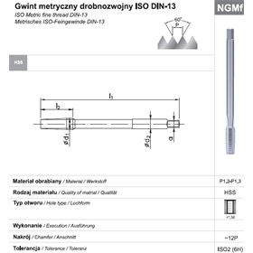 Gwintownik maszynowy drobnozwojny do nakrętek Fanar 8730