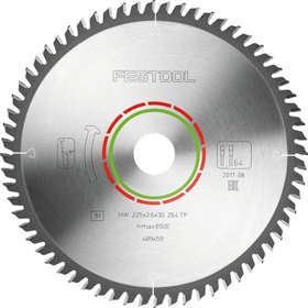 Piła tarczowa do laminatu i polimeru Festool 225x2,6x30 TF64