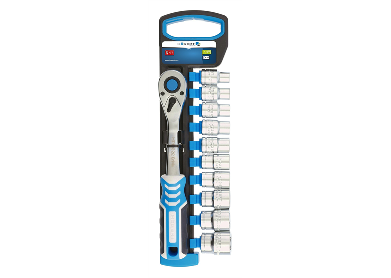 Zestaw kluczy nasadowych 1/2" z grzechotką, 11 elementów Hogert HT1R332