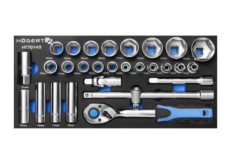 Klucze nasadowe 1/2″, wkładka 28 elementy Högert HT7G149
