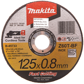 Tarcza do cięcia stali INOX 125mm Makita B-45733