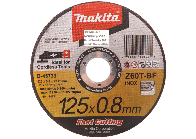 Tarcza do cięcia stali INOX 125mm Makita B-45733