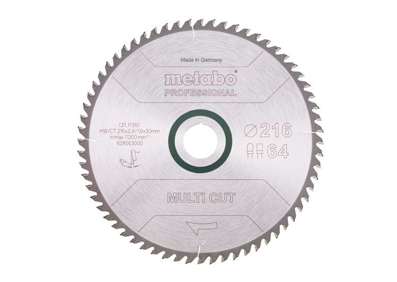 Tarcza pilarska multi cut – professional, 216x30, Z64 FZ/TZ, 10° Metabo 628063000