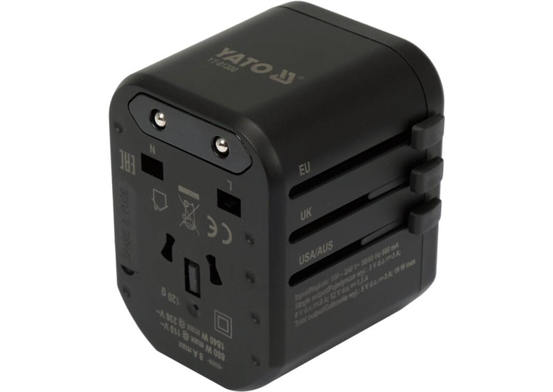 Adapter podróżny uniw. usb, usb-c 18w Yato YT-81300